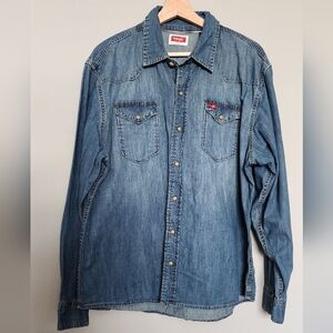 Wrangler Denim Classic Blue Snap-Down Shirt Size XL